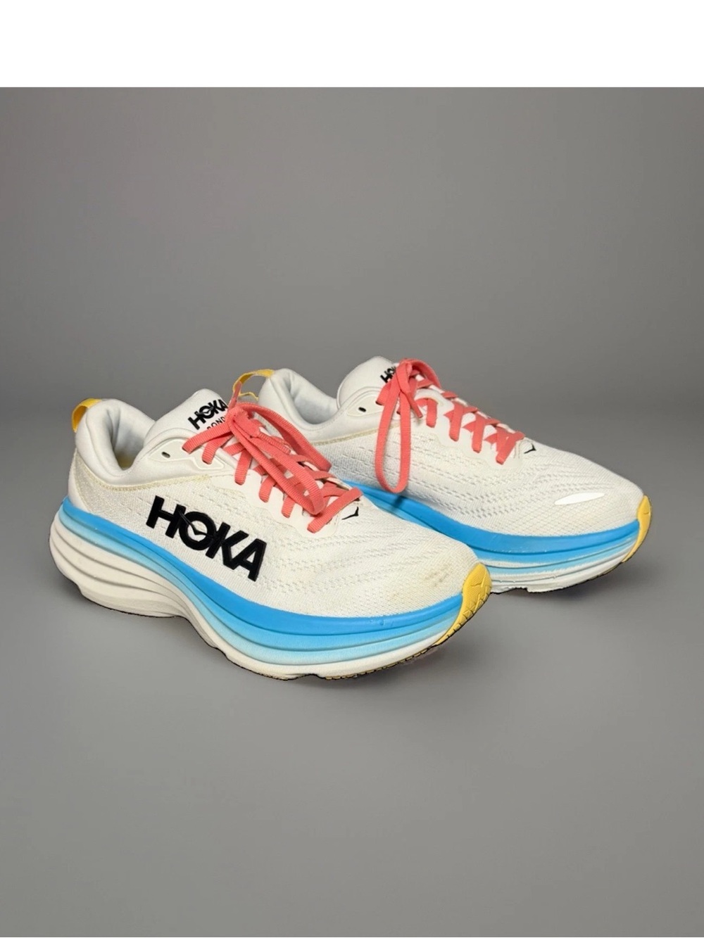 Hoka One One Bondi 8 Women’s Wide Sneakers Blanc De Blanc/Swim Day Size 7.5D